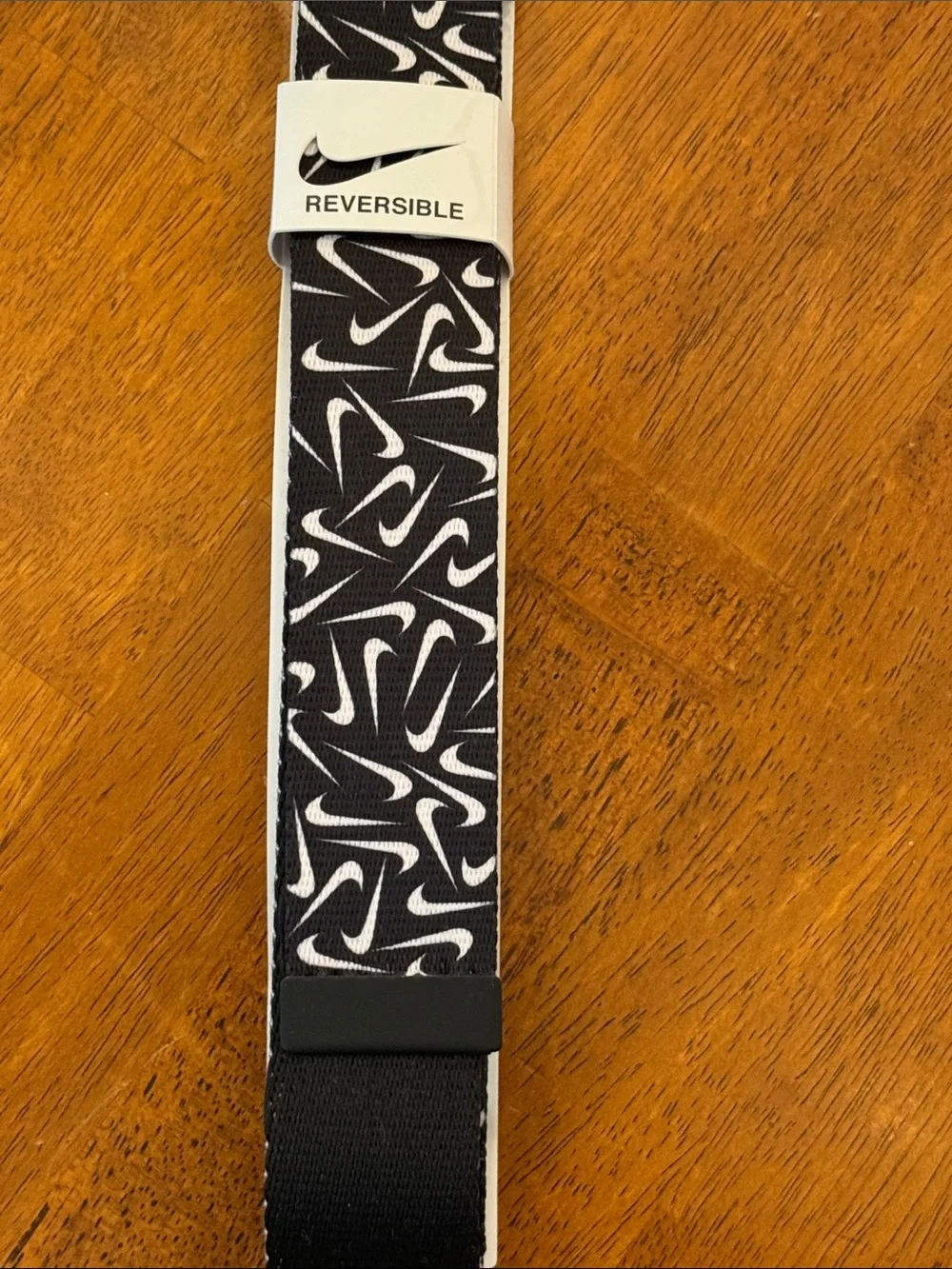 Nike Black & White Swoosh Pattern Reversible belt